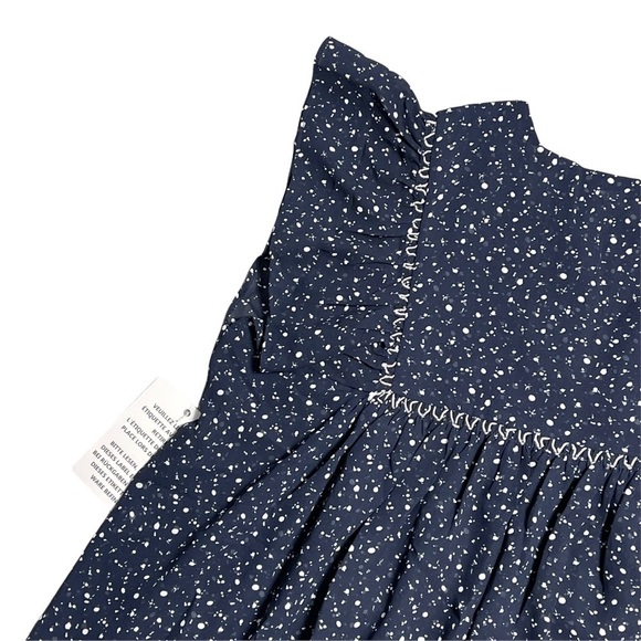 Maette Navy Blue Embroidered Cap Sleeve Blouse M - Picture 7 of 8